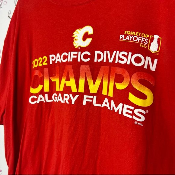 NHL calgary flames pacific division 2022 champs Stanley cup playoffs red yellow - Picture 3 of 6